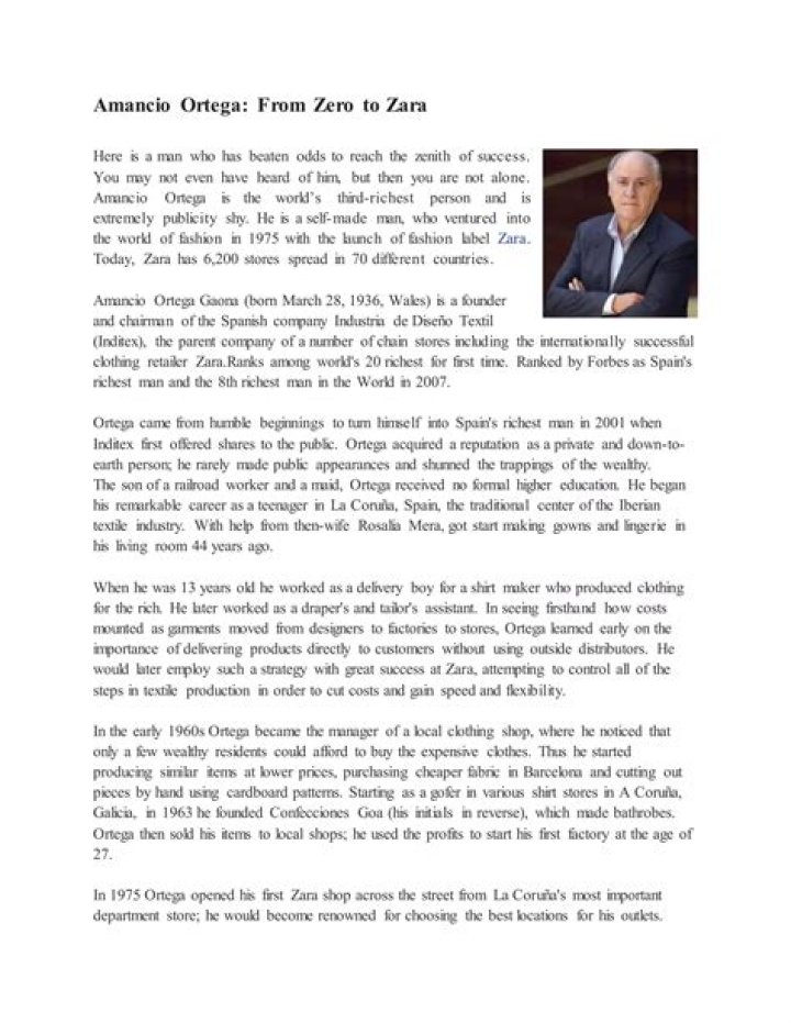 Amancio Ortega Gaona's Fortune, Life, And Legacy